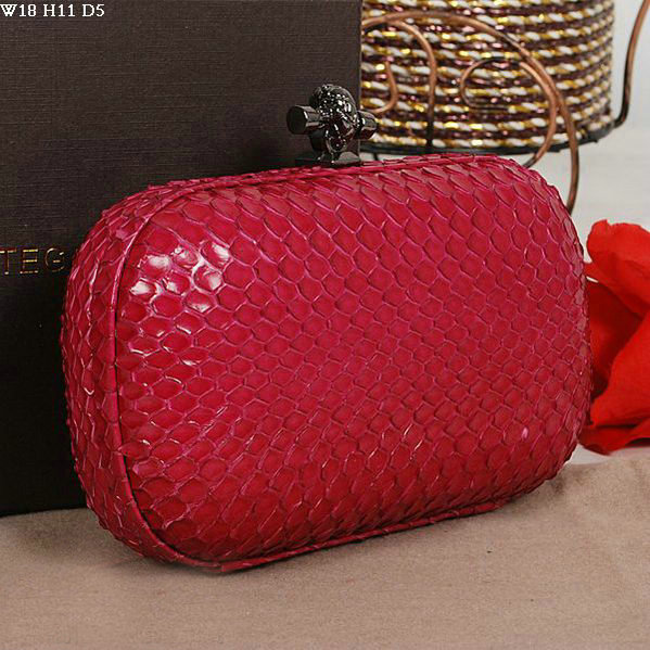 Bottega Veneta intrecciato snake vein leather impero ayers knot clutch 11308 red